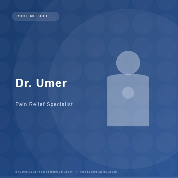 Dr. Umer, pain specialist and founder of ROOT METHOD, in a clinical setting