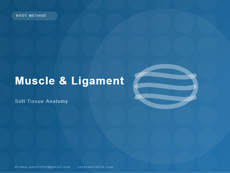 Anatomical illustration showing muscle fibre architecture and ligamentous joint structure — the two distinct soft tissue types requiring different rehabilitation approaches